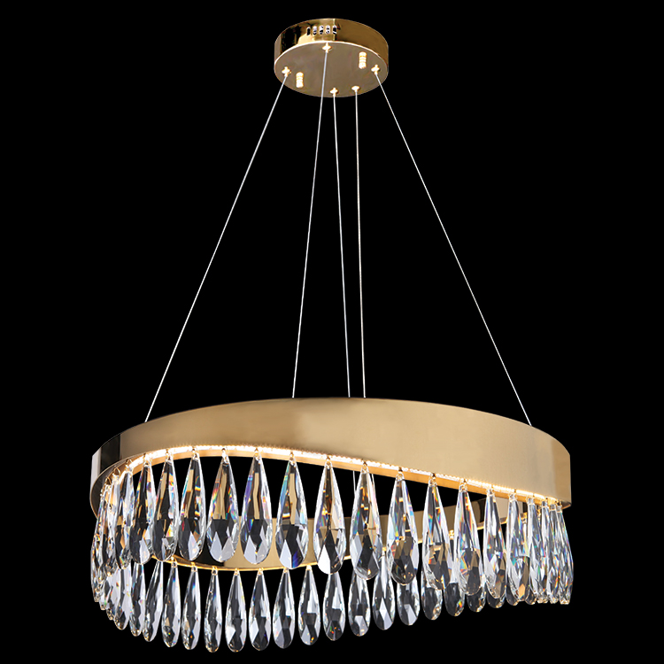 KLIGHT K-LED-89095 - 230v 25W Imperial Round Crystal and Gold LED Chandelier