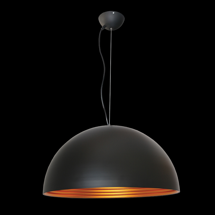 KLIGHT H-KLCH5005-60/B - 230v 40W E27 Large Dome Metal Pendant, Black & Gold