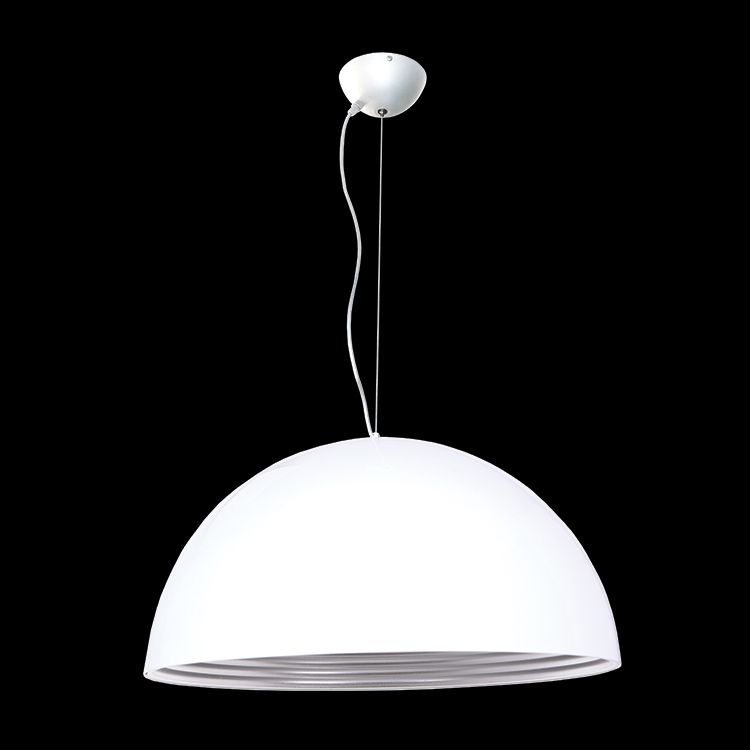 KLIGHT H-KLCH5005-60/WH - 230v 40W E27 Large Dome Metal Pendant, White & Silver