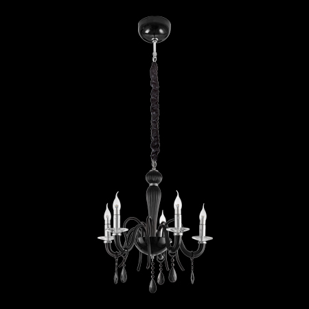 KLIGHT U-KLCH-4000/BL - 230v 40W E14 5 Black Glass Arm Chandelier with Crystals