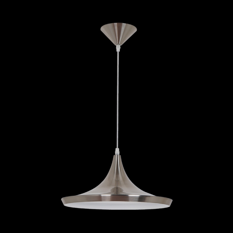KLIGHT CA-KLCH-1006/NS - 230v 40W E27 Conical Metal Pendant, Nickel Satin & White
