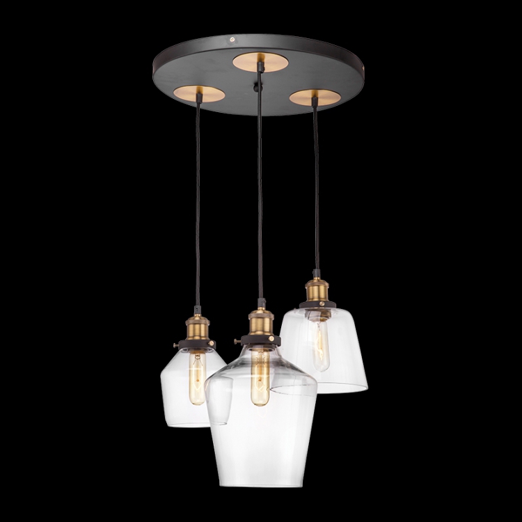 CA-KKLIGHT LKLIGHT CH-320901 - 230v 60W E27 Brass Finish Antique Glass Cluster Pendant