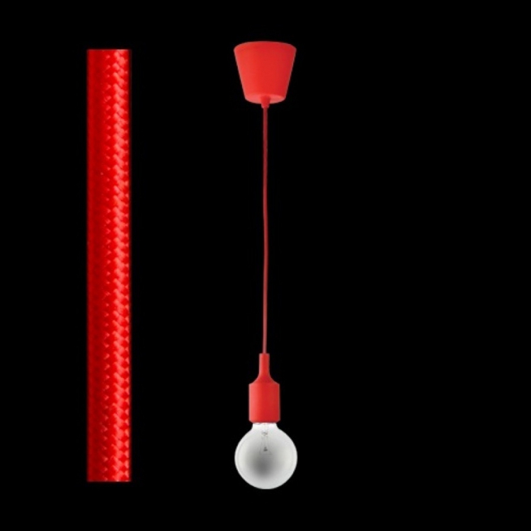 KLIGHT DA-KLCH-777/RED - 230v 60W E27 2 Core Red Fabric Cable Pendant
