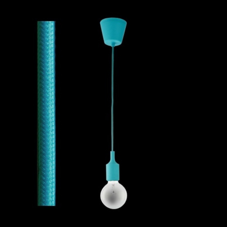 KLIGHT DA-KLCH-777/TUR - 230v 60W E27 2 Core Turquoise Fabric Cable Pendant