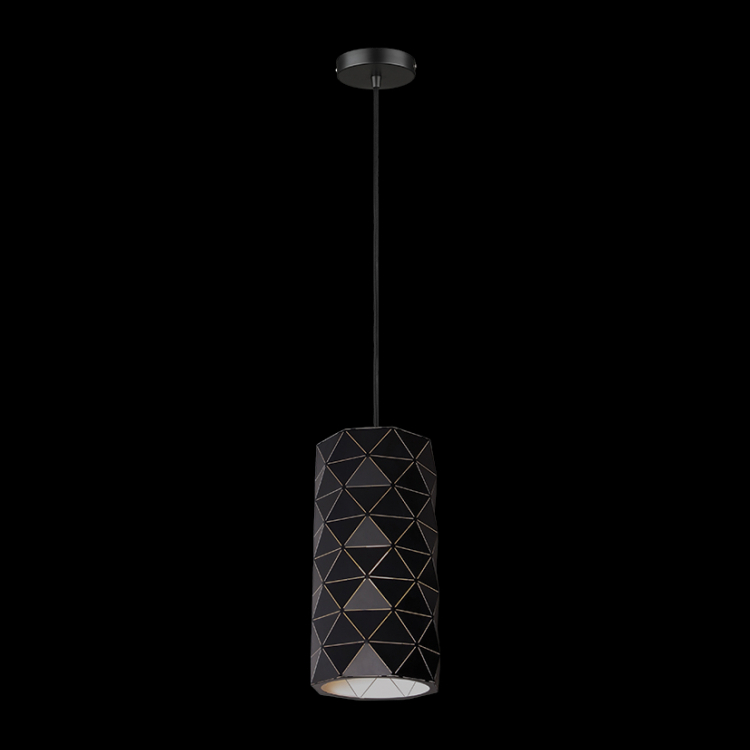 KLIGHT G-KLCH-821/BL - 230v 40W E27 Laser Cut Metal Cylinder Pendant, Black