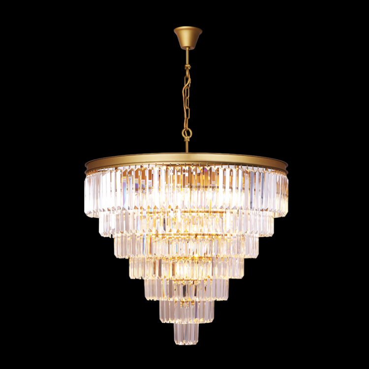 KLIGHT KLCH-6515/13-SG - 230v 40W E14 Extra Large Crystal 7 Tier Chandelier, Satin Gold