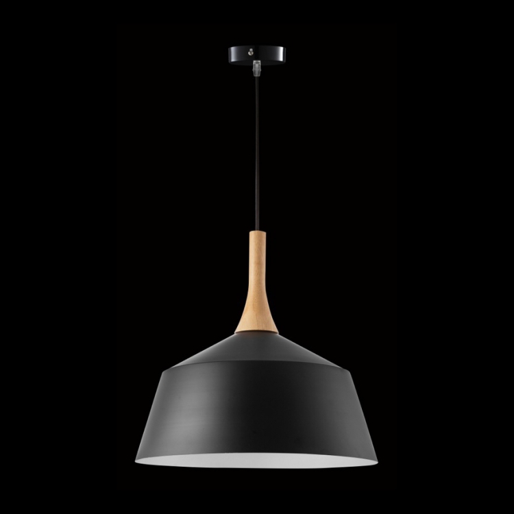 KLIGHT R-KLCH-4131M/BL - 230v 40W E27 Medium Metal and Wood Pendant, Black
