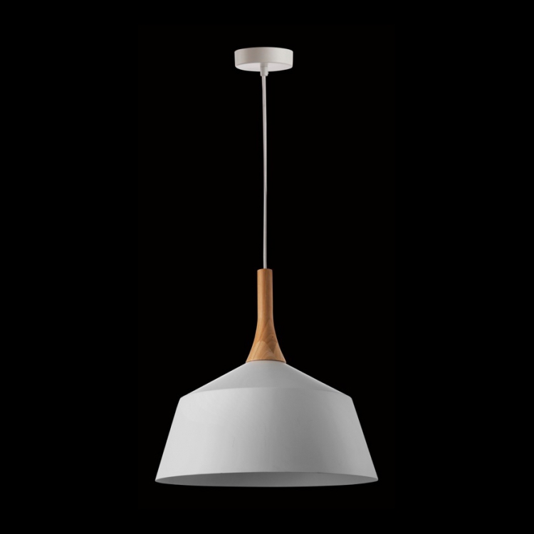 KLIGHT R-KLCH-4131M/WH - 230v 40W E27 Medium Metal and Wood Pendant, White