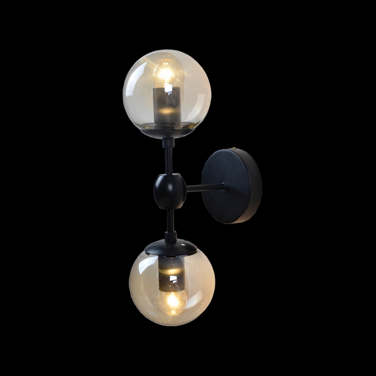 CA-KLW-1127/2 - 230v 40W E27 Art Deco 2 Glass Ball Wall Light