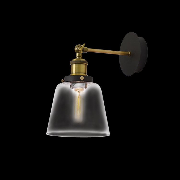 T-KLW-3139 - 230v 40W E27 Antique Brass Glass Wall Light