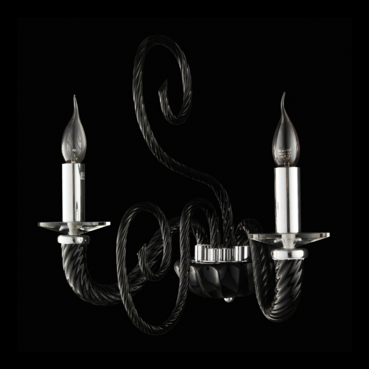 U-KLW-2000/BL - 230v 40W E14 Black Glass Arm Wall Light