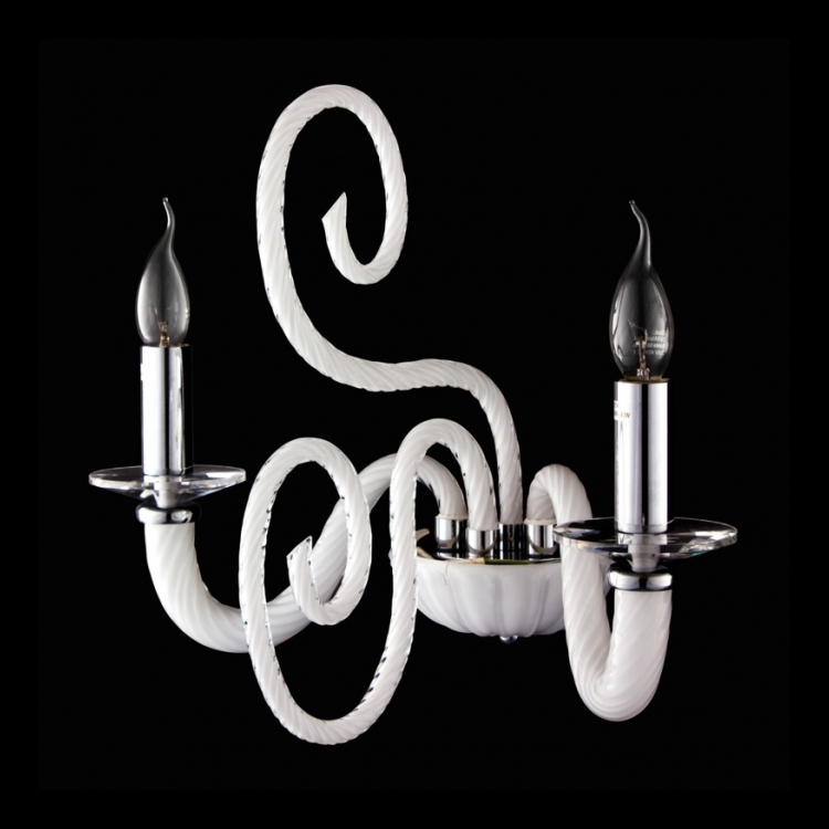 U-KLW-2000/WH - 230v 40W E14 White Glass Arm Wall Light